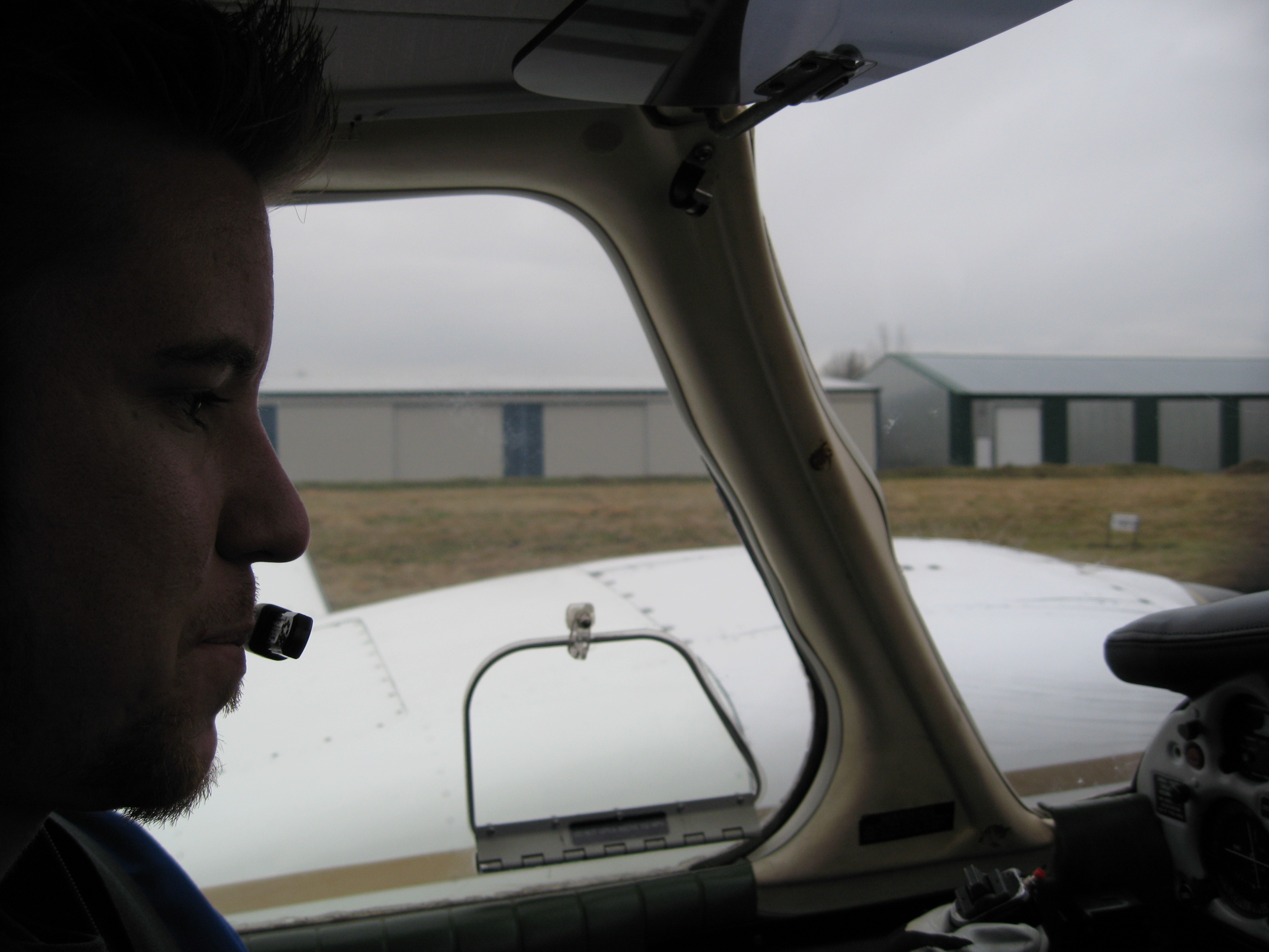 Phil Craig during Seneca takeoff from Langley Airport, February, 2008, Langley Flying School.